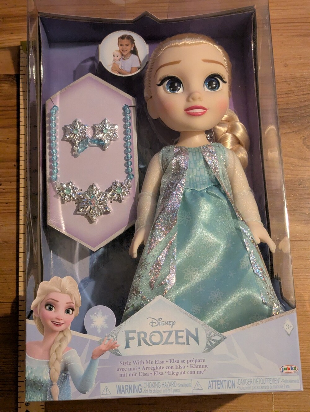 Disney Elsa 14" Doll in Aqua and Silver Sparkle Gown with Jewelry